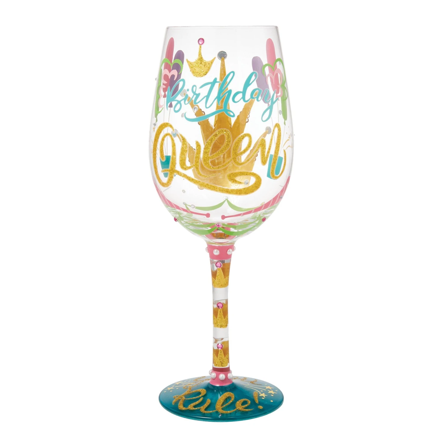 Birthday Queen Hand Painted Wine Glass(Birthday Queen Hand Painted Stemless Wine Glass) 1 Birthday Queen Hand Painted Wine Glass(Birthday Queen Hand Painted Stemless Wine Glass)
