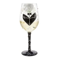 Two Hearts One Love Groom Hand Painted Wine Glass(Two Hearts One Love Groom Hand Painted Wine Glass) -Glassware Store 6016404 3