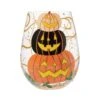 Hello Halloween Hand Painted Stemless Wine Glass(Hello Halloween Hand Painted Stemless Wine Glass)