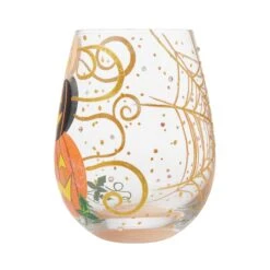 Hello Halloween Hand Painted Stemless Wine Glass(Hello Halloween Hand Painted Stemless Wine Glass) -Glassware Store 6016406 4