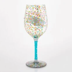 Birthdays Are The Confetti Of Life Hand Painted Wine Glass(Birthdays Are The Confetti Of Life Hand Painted Wine Glass) -Glassware Store 6016966 3