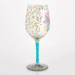 Birthdays Are The Confetti Of Life Hand Painted Wine Glass(Birthdays Are The Confetti Of Life Hand Painted Wine Glass) -Glassware Store 6016966 4