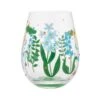 Floral Fields Hand Painted Stemless Wine Glass(Floral Fields Hand Painted Stemless Wine Glass)