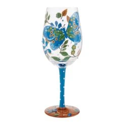 Garden Butterfly Hand Painted Wine Glass(Garden Butterfly Hand Painted Wine Glass)