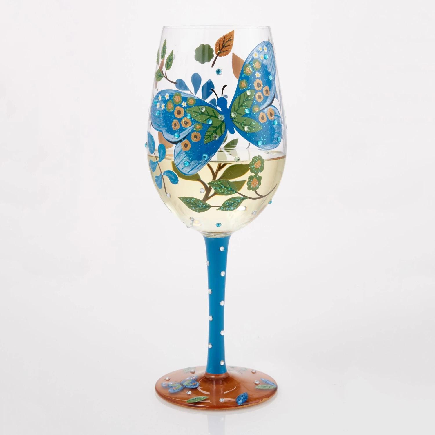 Garden Butterfly Hand Painted Wine Glass(Garden Butterfly Hand Painted Wine Glass) 2 Garden Butterfly Hand Painted Wine Glass(Garden Butterfly Hand Painted Wine Glass) - Image 2