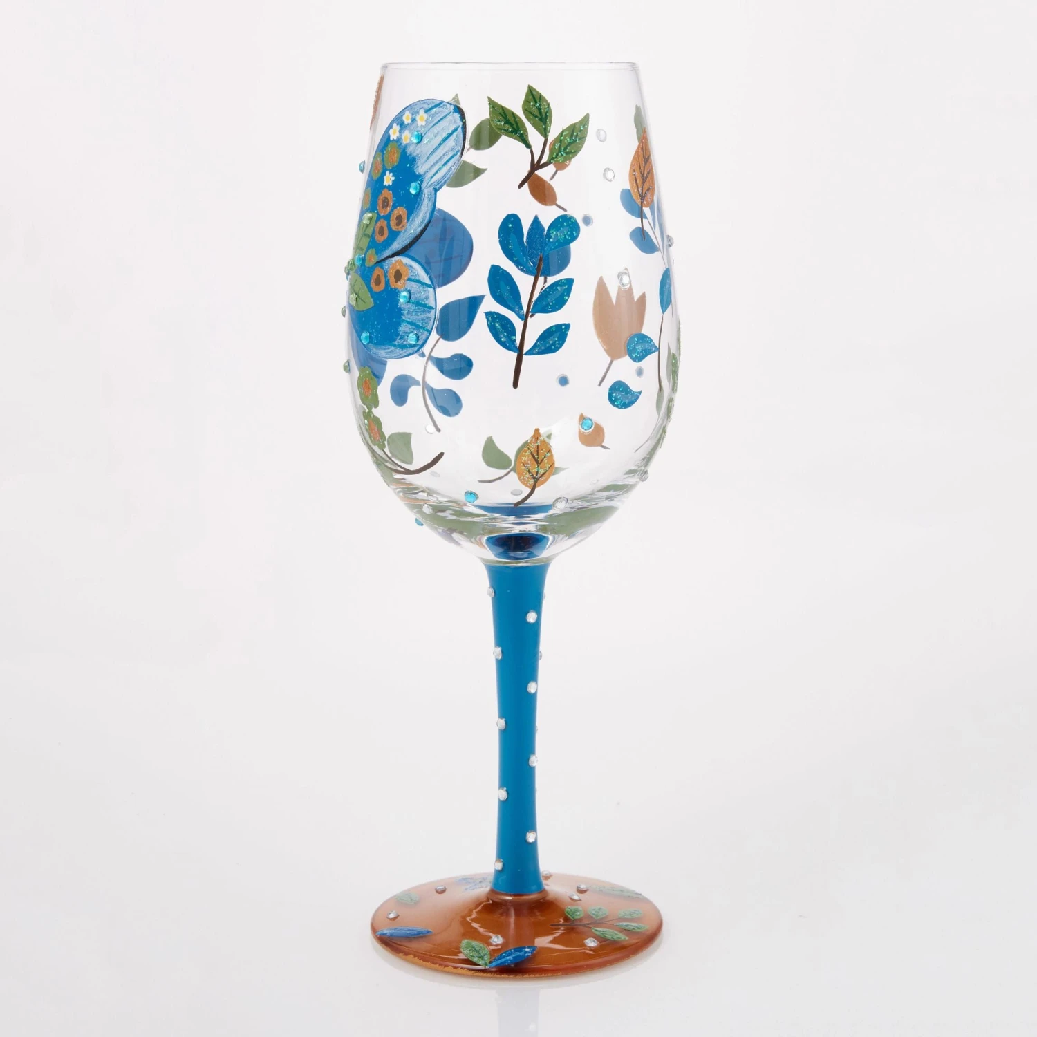 Garden Butterfly Hand Painted Wine Glass(Garden Butterfly Hand Painted Wine Glass) 3 Garden Butterfly Hand Painted Wine Glass(Garden Butterfly Hand Painted Wine Glass) - Image 3