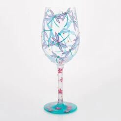 Dance Of The Dragonflies Hand Painted Wine Glass(Dance Of The Dragonflies Hand Painted Wine Glass) -Glassware Store 6016972 3