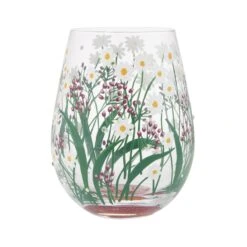 Delicate Florals Hand Painted Stemless Wine Glass(Delicate Florals Hand Painted Stemless Wine Glass)