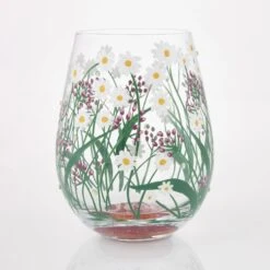Delicate Florals Hand Painted Stemless Wine Glass(Delicate Florals Hand Painted Stemless Wine Glass) -Glassware Store 6016976 3