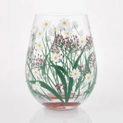 Delicate Florals Hand Painted Stemless Wine Glass(Delicate Florals Hand Painted Stemless Wine Glass) -Glassware Store 6016976 4