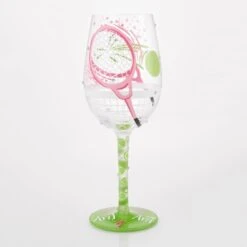 I Luv Luv Tennis Hand Painted Wine Glass(I Luv Luv Tennis Hand Painted Wine Glass) -Glassware Store 6016985 3