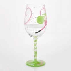 I Luv Luv Tennis Hand Painted Wine Glass(I Luv Luv Tennis Hand Painted Wine Glass) -Glassware Store 6016985 4