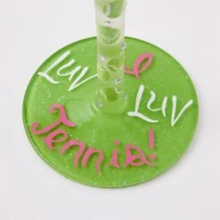 I Luv Luv Tennis Hand Painted Wine Glass(I Luv Luv Tennis Hand Painted Wine Glass) -Glassware Store 6016985 5