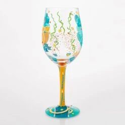 Happy 65th Birthday Hand Painted Wine Glass(Happy 65th Birthday Hand Painted Wine Glass) -Glassware Store 6016991 2