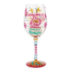 Happy 75th Birthday Hand Painted Wine Glass(Happy 75th Birthday Hand Painted Wine Glass)