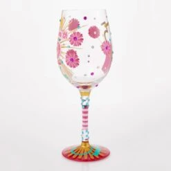 Happy 75th Birthday Hand Painted Wine Glass(Happy 75th Birthday Hand Painted Wine Glass) -Glassware Store 6016992 2