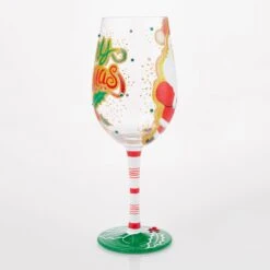 Here Comes Santa Claus Hand Painted Wine Glass(Here Comes Santa Claus Hand Painted Wine Glass) -Glassware Store 6017343 2