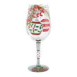 Warm Holiday Wishes Hand Painted Wine Glass(Warm Holiday Wishes Hand Painted Wine Glass)