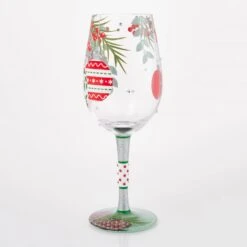 Warm Holiday Wishes Hand Painted Wine Glass(Warm Holiday Wishes Hand Painted Wine Glass) -Glassware Store 6017344 2