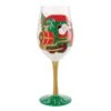 Santa's Chuggin' Along Hand Painted Wine Glass(Santas Chuggin Along Hand Painted Wine Glass)