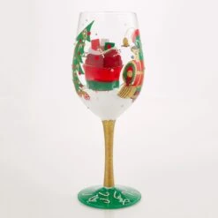 Santa's Chuggin' Along Hand Painted Wine Glass(Santas Chuggin Along Hand Painted Wine Glass) -Glassware Store 6017410 4