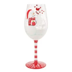 Crimson And Snow Hand Painted Wine Glass(Crimson And Snow Hand Painted Wine Glass)