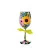 Wildflowers Hand-painted Artisan Wine Glass, 15 Oz.(Wine Glass Wildflowers)