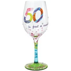 50 Is Just A Number Hand Painted Wine Glass, 15 Oz.(Wine Glass 50 Is Just A Number)