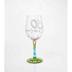 50 Is Just A Number Hand Painted Wine Glass, 15 Oz.(Wine Glass 50 Is Just A Number) -Glassware Store GLS11 5534D 2
