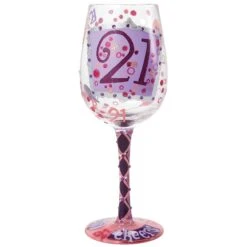 Lolita 21st Birthday Artisan Made Hand Painted Wine Glass(Wine Glass 21)